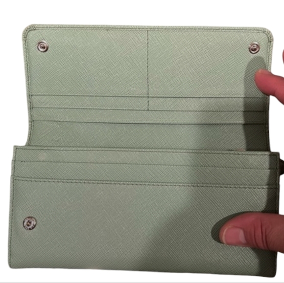 PRADA Green Fiocco Bow Saffiano Leather Long Wallet - Picture 5 of 9